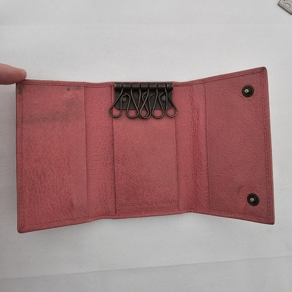 Balenciaga Motocross Leather Key Case Wallet Terracotta Pink Authentic - Picture 7 of 12